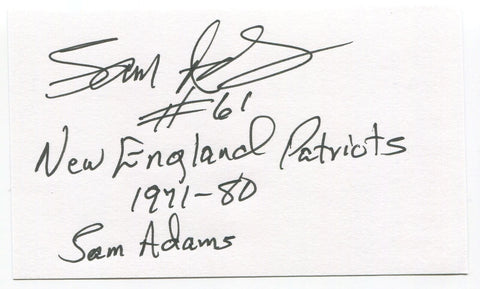 Sam Adams Signed 3x5 Index Card Autograph Signature New England Patriots #61