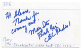 Mary Ito Signed 3x5 Index Card Autographed Signature Canadian TV Radio Host