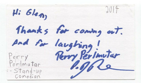 Perry Perlmutar Signed 3x5 Index Card Autographed Signature Comedian Comic Actor