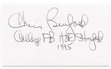 Chris Burford Signed 3x5 Index Card Autograph NFL Football Dallas Texans