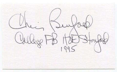 Chris Burford Signed 3x5 Index Card Autograph NFL Football Dallas Texans