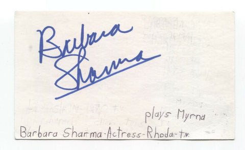Barbara Sharma Signed 3x5 Index Card Autographed Signature Actress