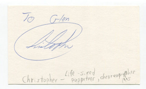 Christopher Signed 3x5 Index Card Autographed Actor Life Sized Puppeteer AGT