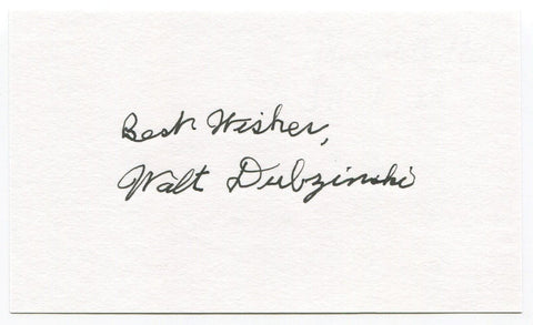 Walt Dubzinski Signed 3x5 Index Card Autographed Football 1943 New York Giants