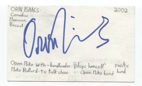 Orin Isaacs Signed 3x5 Index Card Autographed Signature Bassist Mike Bullard