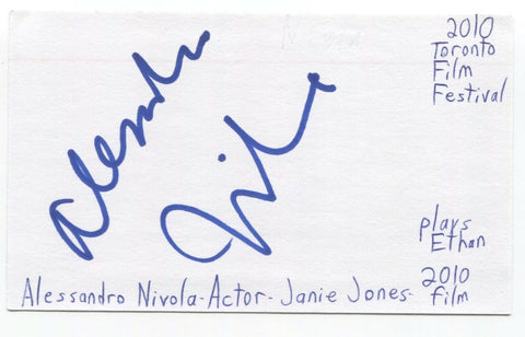 Alessandro Nivola Signed 3x5 Index Card Autograph Signature Actor