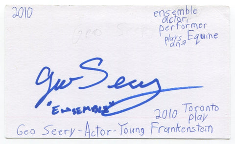 Geo Seery Signed Index Card Autograph Actor Young Frankenstein