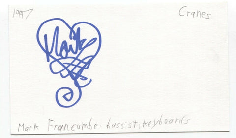 Cranes - Mark Francombe Signed 3x5 Index Card Autographed Signature Band