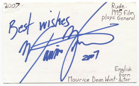 Maurice Dean Wint Signed 3x5 Index Card Autographed Signature Actor