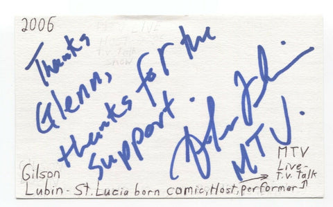 Gilson Lubin Signed 3x5 Index Card Autographed Signature Comedian Host