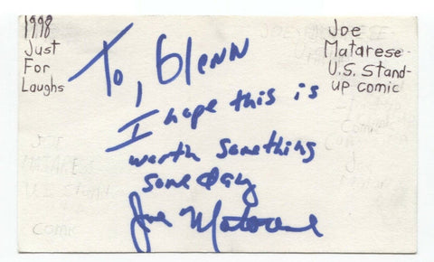Joe Matarese Signed 3x5 Index Card Autographed Signature Comedian Comic Actor
