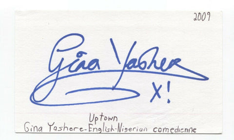 Gina Yashere Signed 3x5 Index Card Autographed Signature Comedian Comic Actress