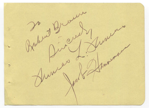 Thomas L. Thomas Signed Album Page Autographed in 1949 Jacob Hannemann