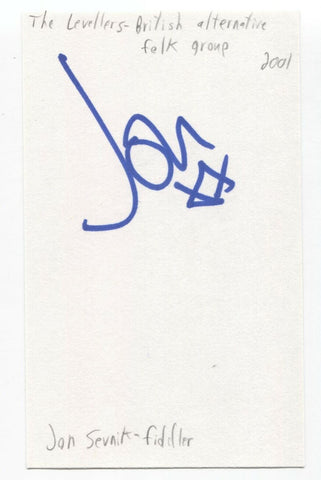 Levellers - Jon Sevink Signed 3x5 Index Card Autographed Signature Band