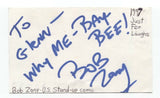 Bob Zany Signed 3x5 Index Card Autographed Signature Comedian Comic Actor