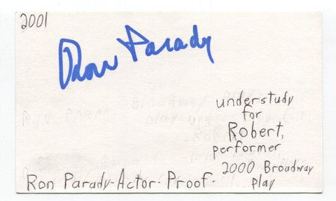 Ron Parady Signed 3x5 Index Card Autographed Actor All My Children Law And Order