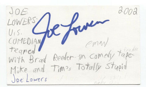 Joe Lowers Signed 3x5 Index Card Autographed Signature Comedian Comic Actor