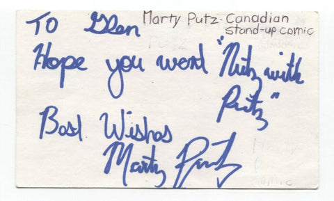 Marty Putz Signed 3x5 Index Card Autographed Signature Comedian Comic Actor