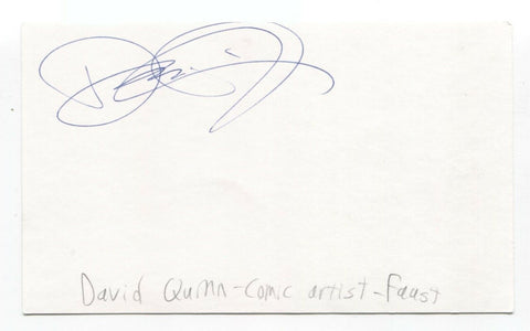 David Quinn Signed Index Card Autograph Signature Comic Writer Faust