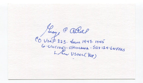 George Axtell Signed 3x5 Index Card Autographed Flying Ace WWII