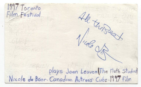 Nicole de Boer Signed 3x5 Index Card Autograph Signature Actress Stat Trek