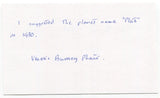 Venetia Burney Phair Signed 3x5 Index Card Autographed Space Named Pluto