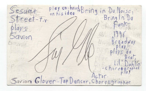 Savion Glover Signed 3x5 Index Card Autographed Signature Sesame Street