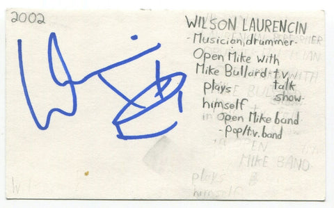 Wilson Laurencin Signed 3x5 Index Card Autograph Drummer Open Mike Bullard Band