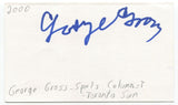 George Gross Signed 3x5 Index Card Autographed Signature Hockey Hall of Fame HOF