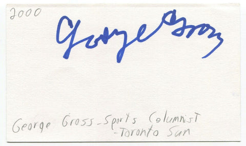 George Gross Signed 3x5 Index Card Autographed Signature Hockey Hall of Fame HOF