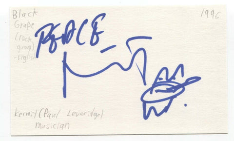 Black Grape - Kermit Signed 3x5 Index Card Autographed Signature Paul Leveridge 