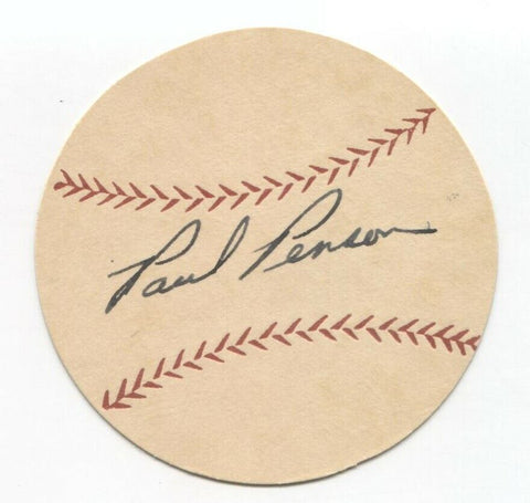 Paul Penson Signed Paper Baseball Autographed Signature Philadelphia Phillies