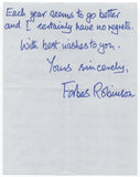 Forbes Robinson Signed Handwritten Letter Autographed British Bass