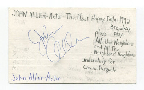 John Aller Signed 3x5 Index Card Autographed Actor The Most Happy Fella 1992