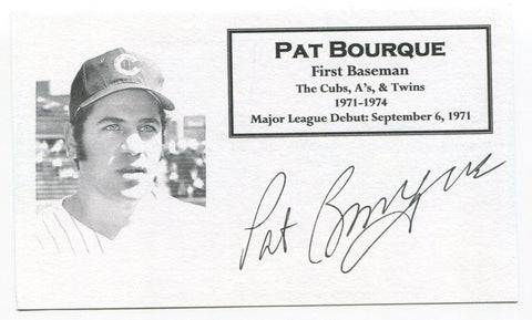 Pat Bourque Signed 3x5 Index Card Autographed  1971 Chicago Cubs World Series