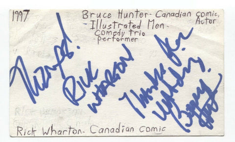 Richard Wharton Bruce Hunter Signed 3x5 Index Card Autographed Actor Comedian