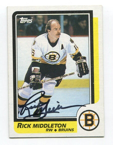 1986 Topps Rick Middleton Signed Card Hockey NHL AUTO #157 Boston Bruins