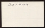 Fred Thomas Signed 3x5 Index Card Vintage Autographed Baseball Signature