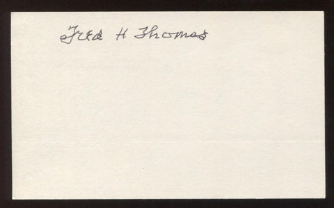 Fred Thomas Signed 3x5 Index Card Vintage Autographed Baseball Signature