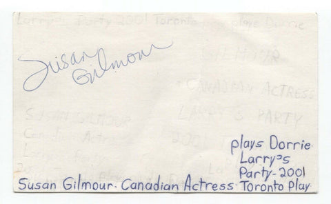 Susan Gilmour Signed 3x5 Index Card Autographed Signature Actress