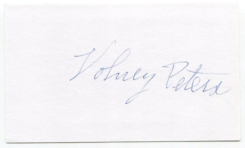 Volney Peters Signed 3x5 Index Card Autographed MLB Baseball Washington Redskins