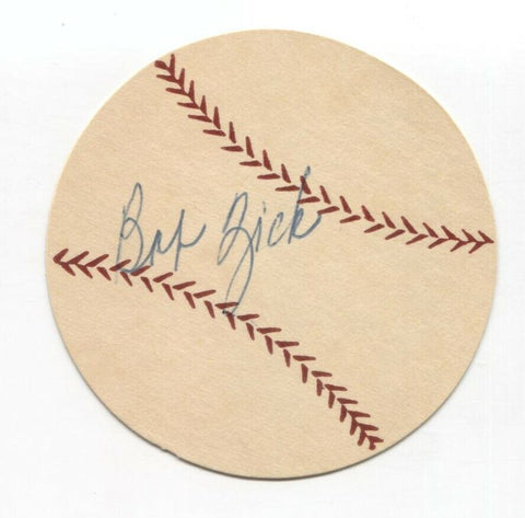Bob Zick Signed Paper Baseball Autographed Signature Chicago Cubs 1954 Debut