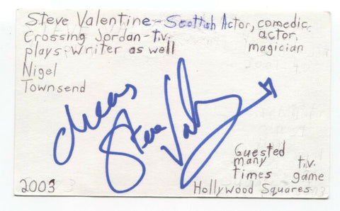 Steve Valentine Signed 3x5 Index Card Autographed Signature Crossing Jordan