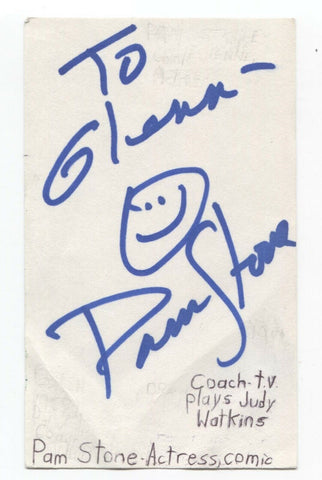 Pam Stone Signed Cut Index Card Autographed Signature Comedian Actor