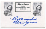 Gloria Jean Signed 3x5 Index Card Autographed Actress Singer Musical