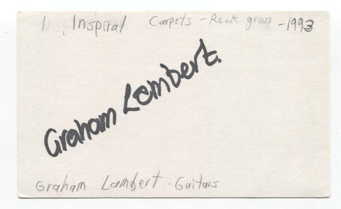 Inspiral Carpets - Graham Lambert Signed 3x5 Index Card Autographed Signature