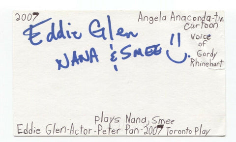 Edward Glen Signed 3x5 Index Card Autographed Signature Actor Thomas The Train