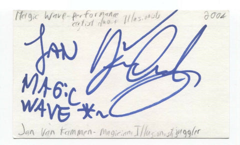 Jan Van Kammen Signed 3x5 Index Card Autographed Signature Magician