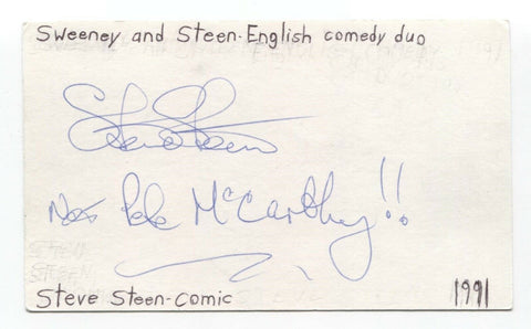 Steve Steen Signed 3x5 Index Card Autograph Signature Actor Comedian