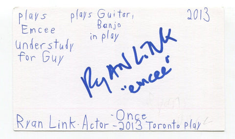 Ryan Link Signed 3x5 Index Card Autograph Actor Law And Order One Life To Live